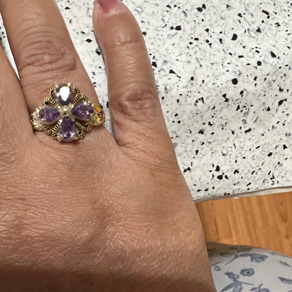 Sterling Silver 925 Stamped Beautiful Purple Ring